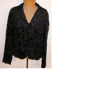 NEW Talbots Womens Black Floral Evening Top Shirt